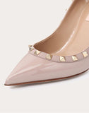 WOMEN'S VALENTINO GARAVANI PATENT ROCKSTUD PUMP 85MM POUDRE