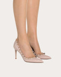 WOMEN'S VALENTINO GARAVANI PATENT ROCKSTUD PUMP 85MM POUDRE