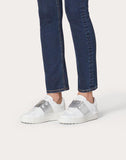WOMEN'S VALENTINO GARAVANI OPEN SNEAKER WITH METALLIC STRIPE SILVER