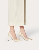 WOMEN'S VALENTINO GARAVANI ROCKSTUD GRAINY CALFSKIN PUMP 100 MM LIGHT IVORY