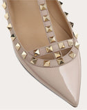 WOMEN'S VALENTINO GARAVANI PATENT ROCKSTUD CAGED BALLET FLAT POUDRE