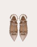 WOMEN'S VALENTINO GARAVANI PATENT ROCKSTUD CAGED BALLET FLAT POUDRE