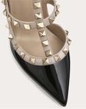 WOMEN'S VALENTINO GARAVANI PATENT ROCKSTUD CAGED PUMP 100MM BLACK