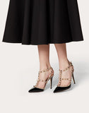 WOMEN'S VALENTINO GARAVANI PATENT ROCKSTUD CAGED PUMP 100MM BLACK