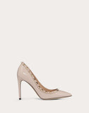 WOMEN'S VALENTINO GARAVANI ROCKSTUD PATENT LEATHER PUMP 100 MM POUDRE