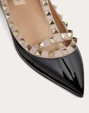 WOMEN'S VALENTINO GARAVANI PATENT ROCKSTUD CAGED BALLET FLAT BLACK