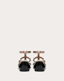 WOMEN'S VALENTINO GARAVANI PATENT ROCKSTUD CAGED BALLET FLAT BLACK