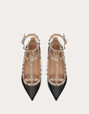 WOMEN'S VALENTINO GARAVANI PATENT ROCKSTUD CAGED BALLET FLAT BLACK