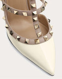 WOMEN'S VALENTINO GARAVANI PATENT ROCKSTUD CAGED PUMP 100MM IVORY