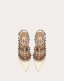 WOMEN'S VALENTINO GARAVANI PATENT ROCKSTUD CAGED PUMP 100MM IVORY