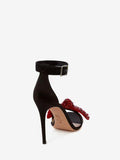 WOMEN'S ALEXANDER McQUEEN BOW EMBROIDERED SANDAL BLACK/RED