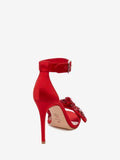 WOMEN'S ALEXANDER McQUEEN BOW EMBROIDERED SANDAL LUST RED