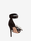 WOMEN'S ALEXANDER McQUEEN BOW EMBROIDERED SANDAL BLACK/MULTICOLOR