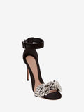WOMEN'S ALEXANDER McQUEEN BOW EMBROIDERED SANDAL BLACK/MULTICOLOR