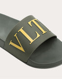 MEN'S VALENTINO GARAVANI VLTN RUBBER SLIDER SANDAL MILITARY GREEN