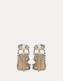 WOMEN'S VALENTINO GARAVANI ROCKSTUD METALLIC ANKLE STRAP PUMP 100 MM CHAMPAGNE