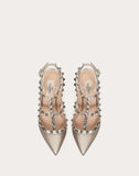 WOMEN'S VALENTINO GARAVANI ROCKSTUD METALLIC ANKLE STRAP PUMP 100 MM CHAMPAGNE