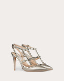 WOMEN'S VALENTINO GARAVANI ROCKSTUD METALLIC ANKLE STRAP PUMP 100 MM CHAMPAGNE