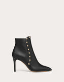 WOMEN'S VALENTINO GARAVANI ROCKSTUD CALFSKIN LEATHER ANKLE BOOT 85 MM BLACK