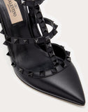 WOMEN'S VALENTINO GARAVANI ROCKSTUD ANKLE STRAP PUMP WITH TONAL STUDS 100 MM BLACK
