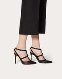 WOMEN'S VALENTINO GARAVANI ROCKSTUD ANKLE STRAP PUMP WITH TONAL STUDS 100 MM BLACK