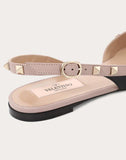WOMEN'S VALENTINO GARAVANI ROCKSTUD CALFSKIN LEATHER SLINGBACK BALLET FLAT BLACK