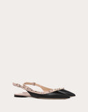 WOMEN'S VALENTINO GARAVANI ROCKSTUD CALFSKIN LEATHER SLINGBACK BALLET FLAT BLACK