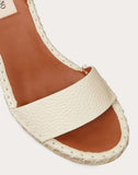 WOMEN'S VALENTINO GARAVANI ROCKSTUD DOUBLE GRAINY CALFSKIN WEDGE SANDAL 95 MM IVORY