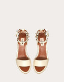 WOMEN'S VALENTINO GARAVANI ROCKSTUD DOUBLE GRAINY CALFSKIN WEDGE SANDAL 95 MM IVORY