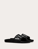 WOMEN'S VALENTINO GARAVANI VLTN RUBBER SLIDE SANDAL BLACK
