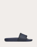MEN'S VALENTINO GARAVANI ROCKSTUD RUBBER SLIDER SANDAL DARK BLUE