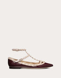 WOMEN'S VALENTINO GARAVANI PATENT ROCKSTUD CAGED BALLET FLAT MAROON