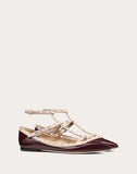 WOMEN'S VALENTINO GARAVANI PATENT ROCKSTUD CAGED BALLET FLAT MAROON
