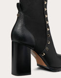 WOMEN'S VALENTINO GARAVANI ROCKSTUD GRAINY CALFSKIN ANKLE BOOT 80 MM BLACK