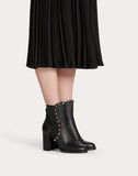 WOMEN'S VALENTINO GARAVANI ROCKSTUD GRAINY CALFSKIN ANKLE BOOT 80 MM BLACK