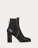 WOMEN'S VALENTINO GARAVANI ROCKSTUD GRAINY CALFSKIN ANKLE BOOT 80 MM BLACK