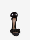 WOMEN'S ALEXANDER McQUEEN BOW EMBROIDERED SANDAL BLACK