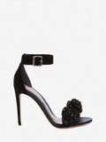 WOMEN'S ALEXANDER McQUEEN BOW EMBROIDERED SANDAL BLACK
