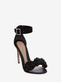WOMEN'S ALEXANDER McQUEEN BOW EMBROIDERED SANDAL BLACK