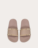 WOMEN'S VALENTINO GARAVANI ROCKSTUD RUBBER SLIDES POUDRE