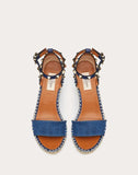 WOMEN'S VALENTINO GARAVANI DENIM ROCKSTUD DOUBLE WEDGE SANDAL 95MM