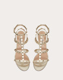 WOMEN'S VALENTINO GARAVANI METALLIC ROCKSTUD CAGED SANDAL 60MM PLATINUM