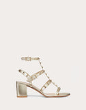 WOMEN'S VALENTINO GARAVANI METALLIC ROCKSTUD CAGED SANDAL 60MM PLATINUM