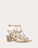 WOMEN'S VALENTINO GARAVANI METALLIC ROCKSTUD CAGED SANDAL 60MM PLATINUM