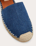 WOMEN'S VALENTINO GARAVANI DENIM ROCKSTUD DOUBLE FLAT ESPADRILLES BLUE