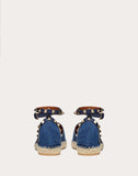 WOMEN'S VALENTINO GARAVANI DENIM ROCKSTUD DOUBLE FLAT ESPADRILLES BLUE
