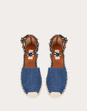 WOMEN'S VALENTINO GARAVANI DENIM ROCKSTUD DOUBLE FLAT ESPADRILLES BLUE