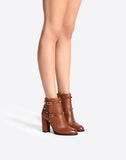 WOMEN'S VALENTINO GARAVANI GRAIN CALFSKIN LEATHER ROCKSTUD BOOTIE 100MM