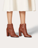 WOMEN'S VALENTINO GARAVANI GRAIN CALFSKIN LEATHER ROCKSTUD BOOTIE 100MM