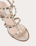 WOMEN'S VALENTINO GARAVANI ROCKSTUD METALLIC ANKLE STRAP SANDAL 90 MM CHAMPAGNE